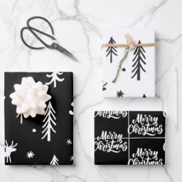 Niedliche Weihnachtsbilder Einfaches Muster Geschenkpapier Set