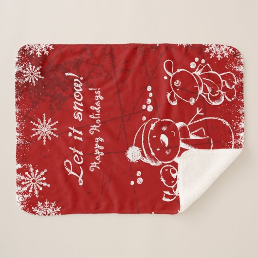 Niedliche Weihnachtsbilder in Rot und Weiß Sherpadecke (Vorderseite (Horizontal))