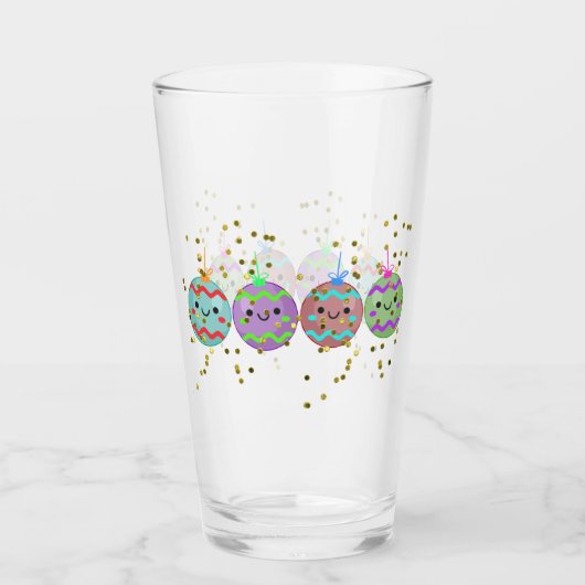 Niedliche Weihnachtsbrillen Lächeln Ornamente Glas (Vorderseite)