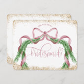 niedliche Weihnachtsbrust Rosa Aquarell BRIDESMAID Einladung (Vorne/Hinten)