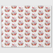 Niedliche Weihnachtsbunnies in einem Korb Geschenkpapier (Flach)