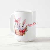 Niedliche Weihnachtsbunnies in einem Korb Kaffeetasse (Vorderseite Links)