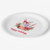 Niedliche Weihnachtsbunnies in einem Korb Pappteller (Schrägansicht)