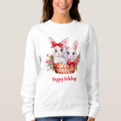 Niedliche Weihnachtsbunnies in einem Korb Sweatshirt (Vorderseite)