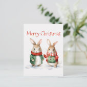 Niedliche Weihnachtsbunnies Postkarte (Stehend Vorderseite)