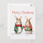 Niedliche Weihnachtsbunnies Postkarte (Vorne/Hinten)