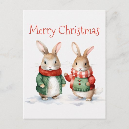 Niedliche Weihnachtsbunnies Postkarte (Vorderseite)