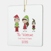 Niedliche Weihnachtscharterfamilie von 3 Keramikornament (Links)