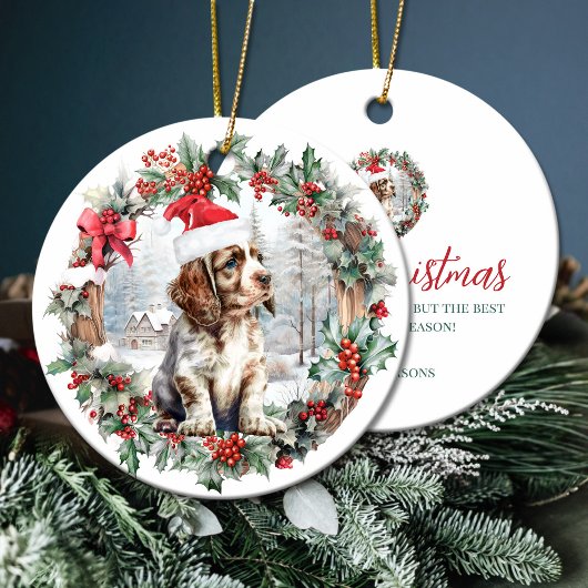 Niedliche Weihnachtscocker Spaniel Hündchen Weihna Keramik Ornament
