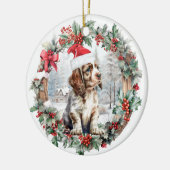 Niedliche Weihnachtscocker Spaniel Hündchen Weihna Keramik Ornament (Links)