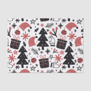 Niedliche Weihnachtscollage Rot und Schwarz Seidenpapier