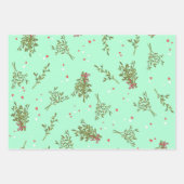 Niedliche Weihnachtscreme Canes Mistletoe Xmas Var Geschenkpapier Set (Vorderseite)