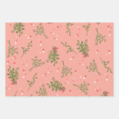 Niedliche Weihnachtscreme Canes Mistletoe Xmas Var Geschenkpapier Set (Vorderseite 2)