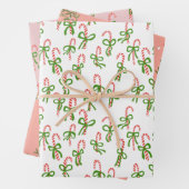 Niedliche Weihnachtscreme Canes Mistletoe Xmas Var Geschenkpapier Set (Beispiel)