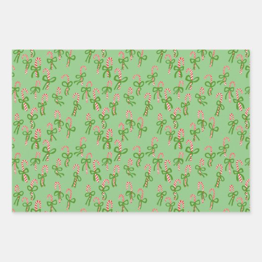 Niedliche Weihnachtscreme Canes Weihnachten Weihna Geschenkpapier Set (Vorderseite 2)