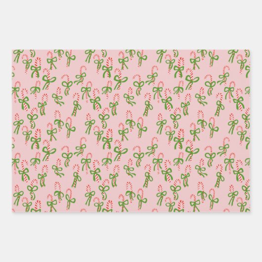 Niedliche Weihnachtscreme Canes Weihnachten Weihna Geschenkpapier Set (Vorderseite 3)