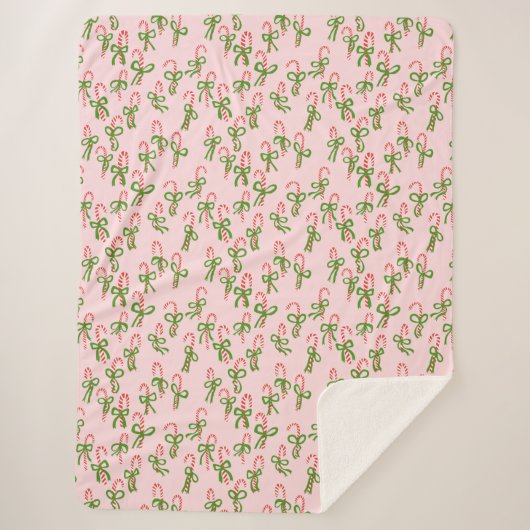 Niedliche Weihnachtscreme Canes Xmas Holiday Minty Sherpadecke (Vorderseite)