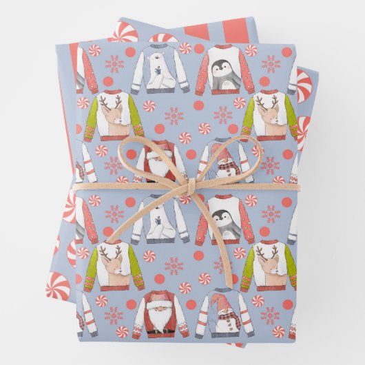 Niedliche Weihnachtscreme Umschlagpapier Set 3 Geschenkpapier Set (Beispiel)