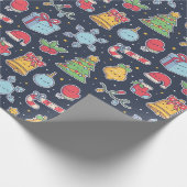 Niedliche Weihnachtsdekoration Doodles Muster Geschenkpapier (Ecke)