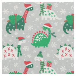 Niedliche Weihnachtsdinosaurier auf grau Stoff