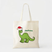 Niedliche Weihnachtsdinosaurier Custom Green Kids Tragetasche (Vorne)