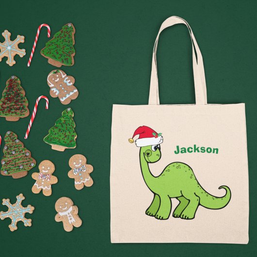 Niedliche Weihnachtsdinosaurier Custom Green Kids  Tragetasche