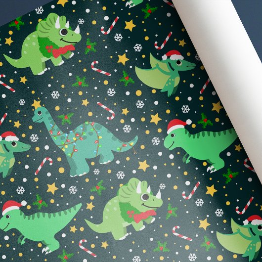 Niedliche Weihnachtsdinosaurier Geschenkpapier