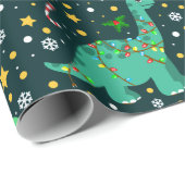 Niedliche Weihnachtsdinosaurier Geschenkpapier (Rolleneckpunkt)