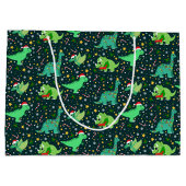 Niedliche Weihnachtsdinosaurier Große Geschenktüte (Rückseite)