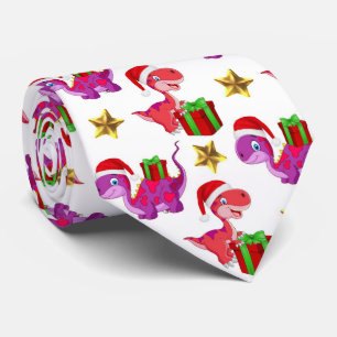 Niedliche Weihnachtsdinosaurier-Muster-Krawatte Krawatte