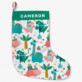 Niedliche Weihnachtsdinosaurier Personalisiert Kleiner Weihnachtsstrumpf (Vorderseite)