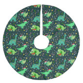 Niedliche Weihnachtsdinosaurier Polyester Weihnachtsbaumdecke (Vorderseite)