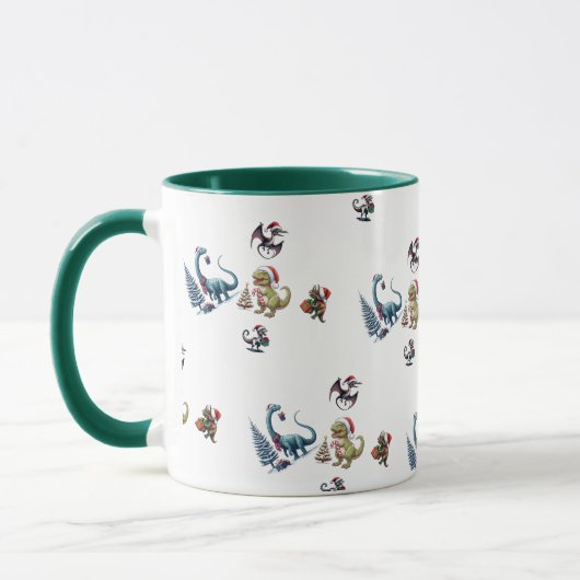 Niedliche Weihnachtsdinosaurier Tasse (Links)