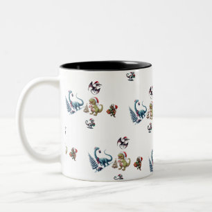 Niedliche Weihnachtsdinosaurier Zweifarbige Tasse