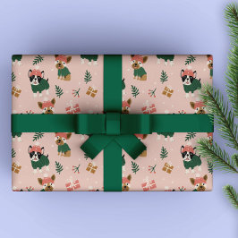 Niedliche Weihnachtsdoggien mit gemütlichen Pullov Geschenkpapier