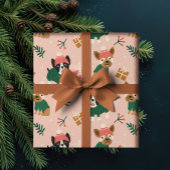Niedliche Weihnachtsdoggien mit gemütlichen Pullov Geschenkpapier