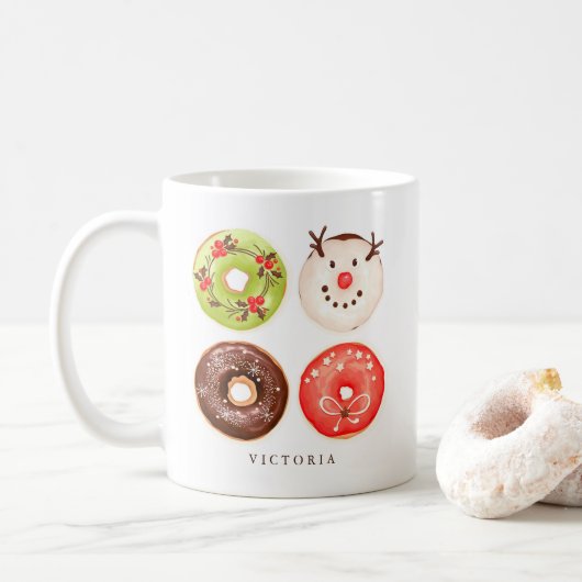 Niedliche WeihnachtsDonuts Personalisiert Kaffeetasse (Mit Donut)