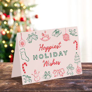 Niedliche Weihnachtsdoodles Nicht-Foto-Urlaubskart Feiertagskarte