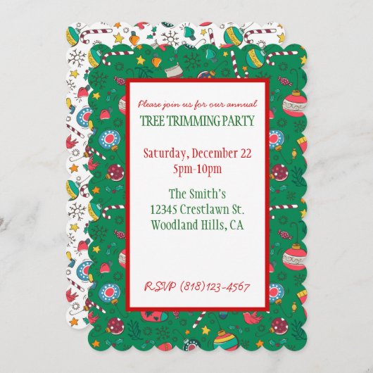 Niedliche Weihnachtsdruckerei Party Einladung (Vorne/Hinten)