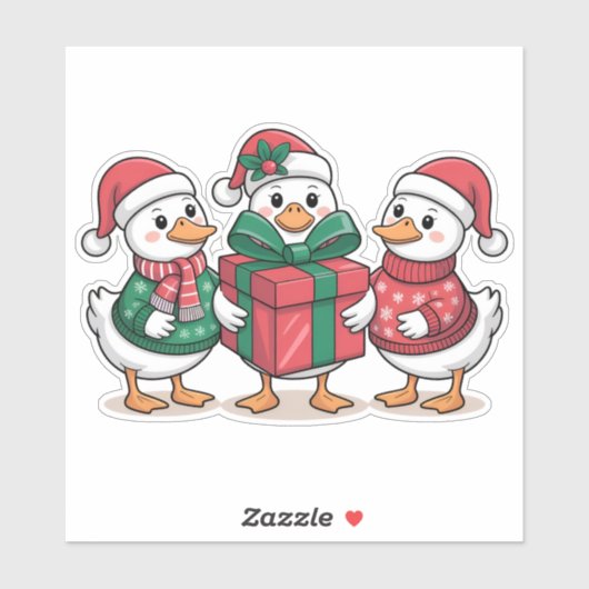 Niedliche Weihnachtsducks Cartoon Art-68105 Aufkleber (Blatt)