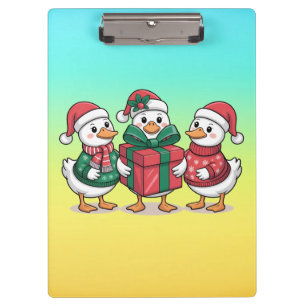 Niedliche Weihnachtsducks Cartoon Art-68105 Klemmbrett