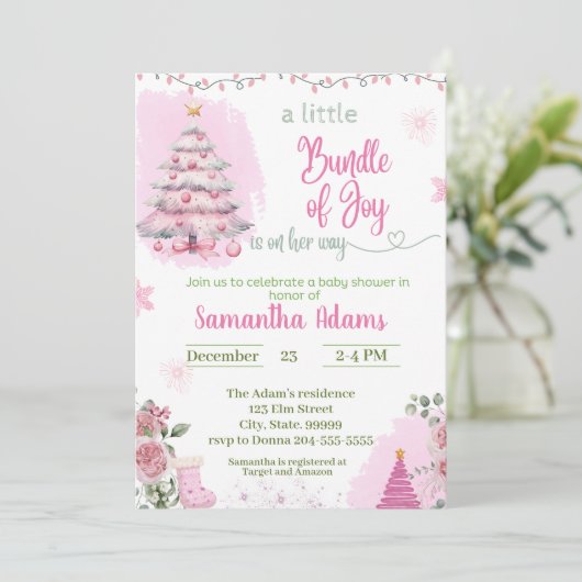 Niedliche Weihnachtsdusche Einladung (Stehend Vorderseite)