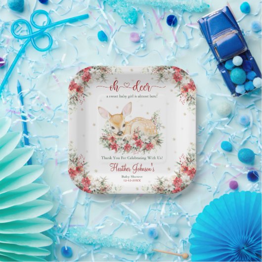 Niedliche Weihnachtsdusche Pappteller (Party)