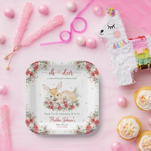 Niedliche Weihnachtsdusche Pappteller (Party)