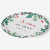 Niedliche Weihnachtsdusche Pappteller (Schrägansicht)