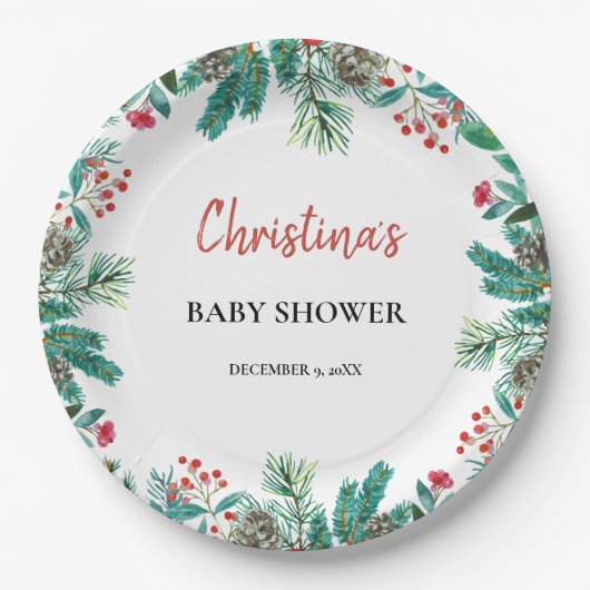 Niedliche Weihnachtsdusche Pappteller (Vorderseite)