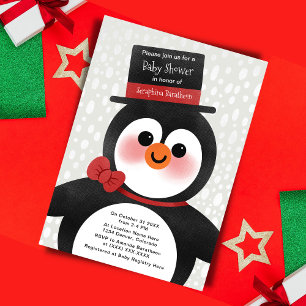 Niedliche Weihnachtsdusche Tuxedo Pinguin Kinderdu Einladung