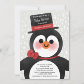 Niedliche Weihnachtsdusche Tuxedo Pinguin Kinderdu Einladung (Vorderseite)