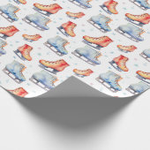 Niedliche Weihnachtseis-Skate Geschenkpapier (Ecke)