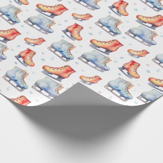 Niedliche Weihnachtseis-Skate Geschenkpapier (Ecke)